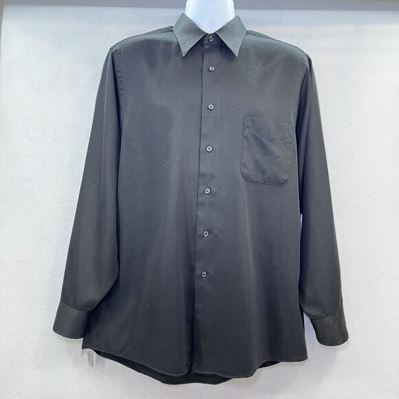 Geoffrey Beene Other - Geoffrey Beene sateen long sleeve dress shirt black mens sz Lg, 16-1/2, 34/35